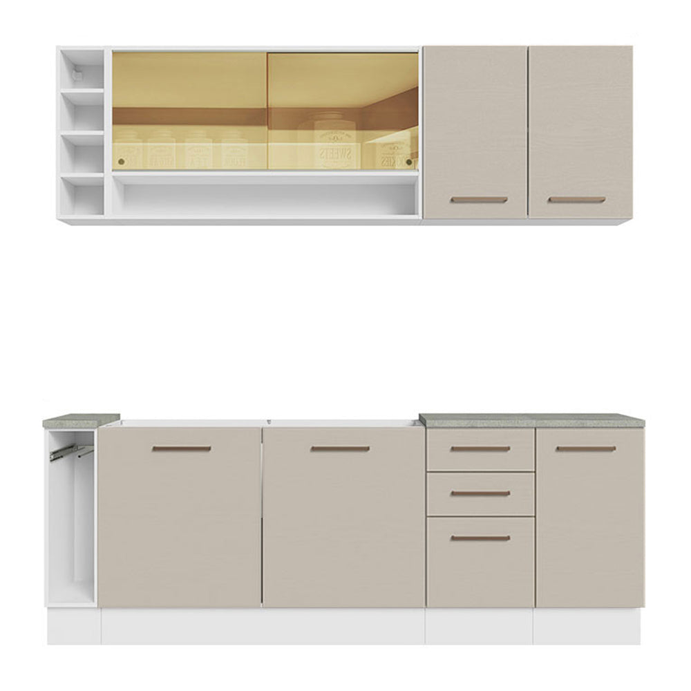 Cocina Integral 220 cm Blanco/Crema Agata Madesa