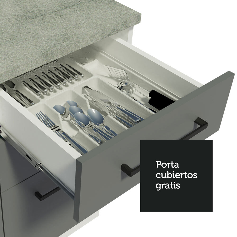 Cocina Compacta 220 cm Blanco/Gris Agata Madesa