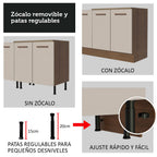 Cocina Compacta 240 x 60 cm 7 Puertas 3 Cajones Marrón/Crema Agata Madesa
