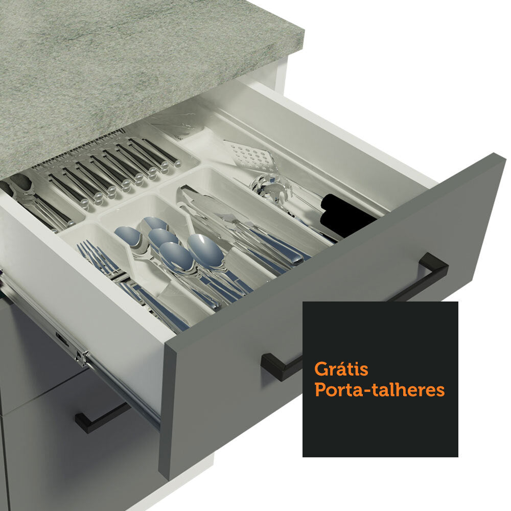 Cocina Integral 240 x 60cm Blanco/Gris Agata 02