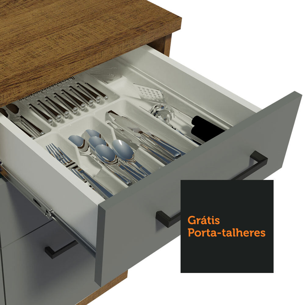 Cocina Integral 240 x 60cm Marrón/Gris Agata 02