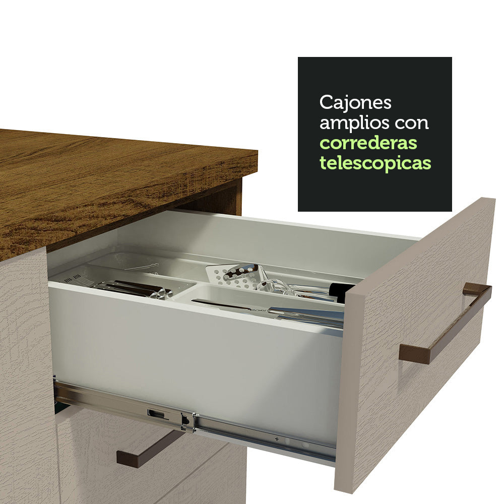 Cocina Integral con Accesorios 240 x 60cm Agata Marrón/Crema