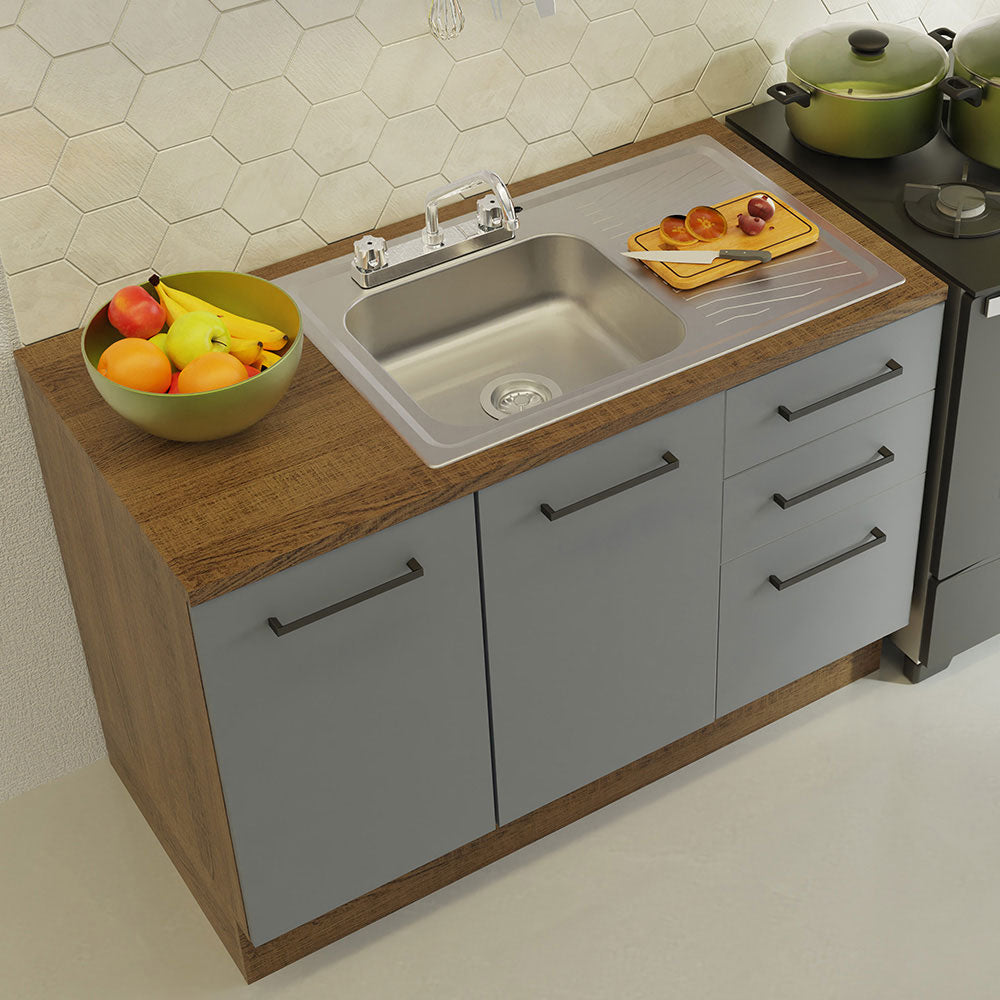 Cocina Compacta 240 cm Marrón/Gris Agata Madesa
