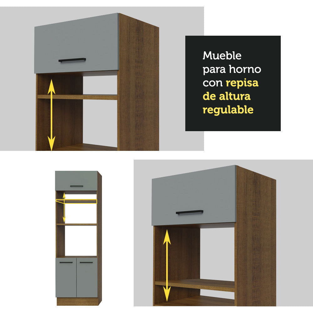 Cocina Integral 270 x 52 cm Marrón/Gris Agata Madesa