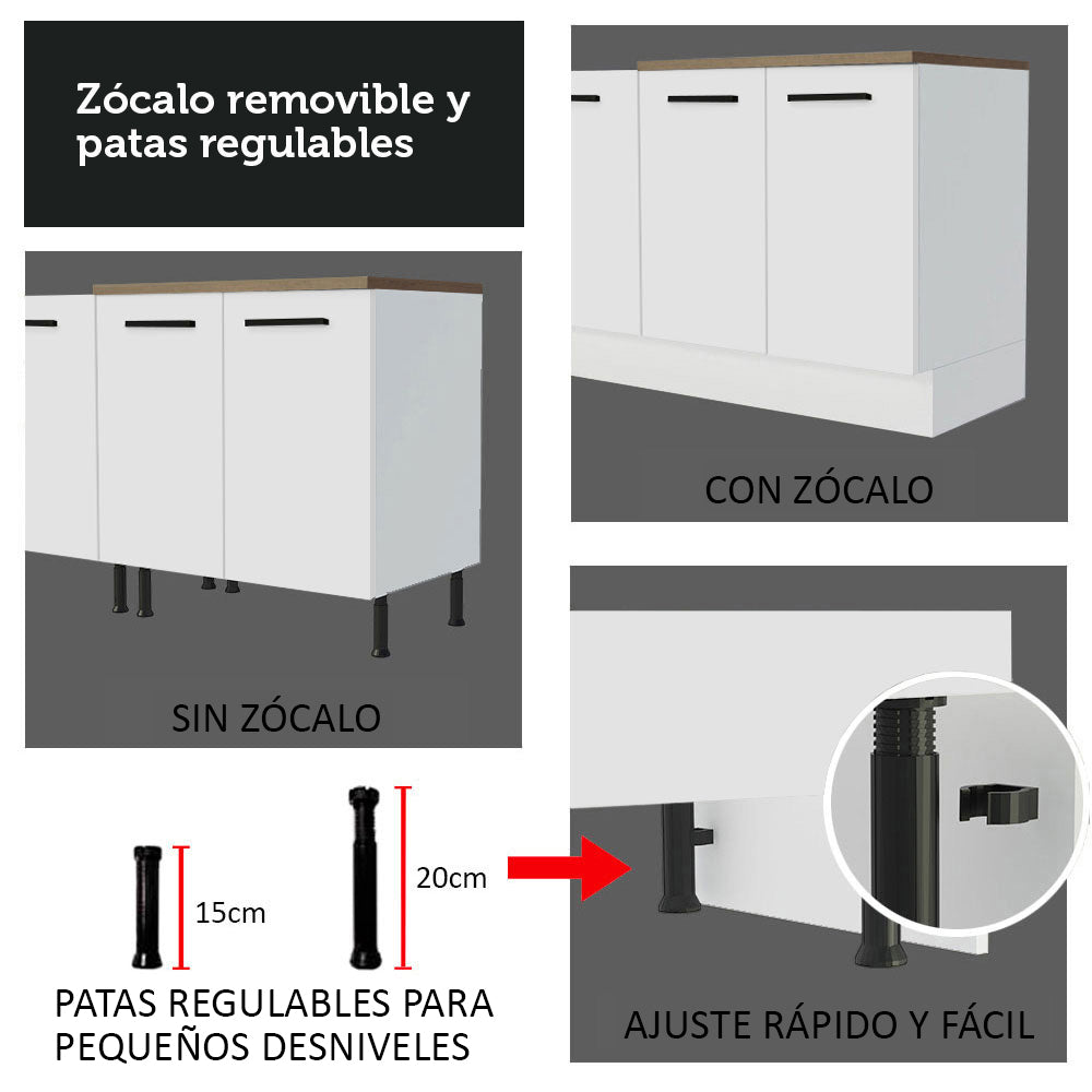 Cocina Integral 270 x 60 cm Blanco/Marrón Agata 09