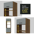 Cocina Integral 330 x 52 cm 9 Puertas 3 Cajones Con Mueble para Horno Marrón/Gris Agata Madesa