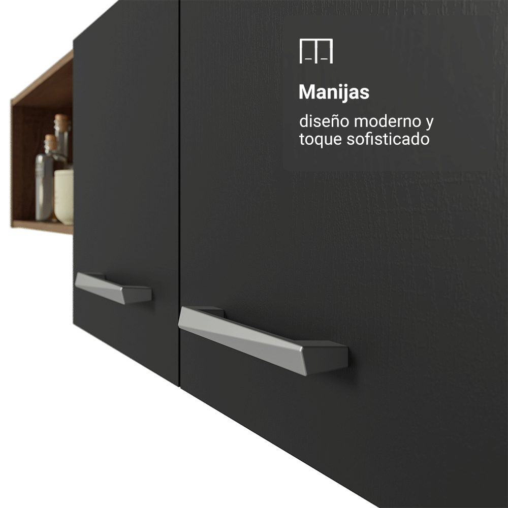 Cocina Integral 196cm Marrón/Negro Aura Madesa 01