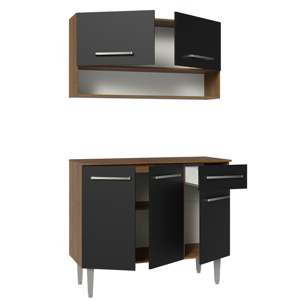 Cocina Integral 105cm Marrón/Negro Emilly 03