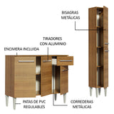 Cocina Compacta 137cm Marrón Emilly Silver 01