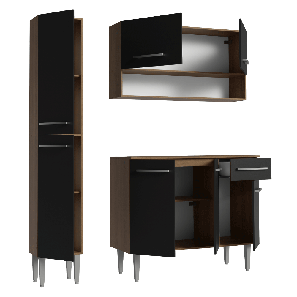 Cocina Integral 137 cm Marrón/Negro Emilly