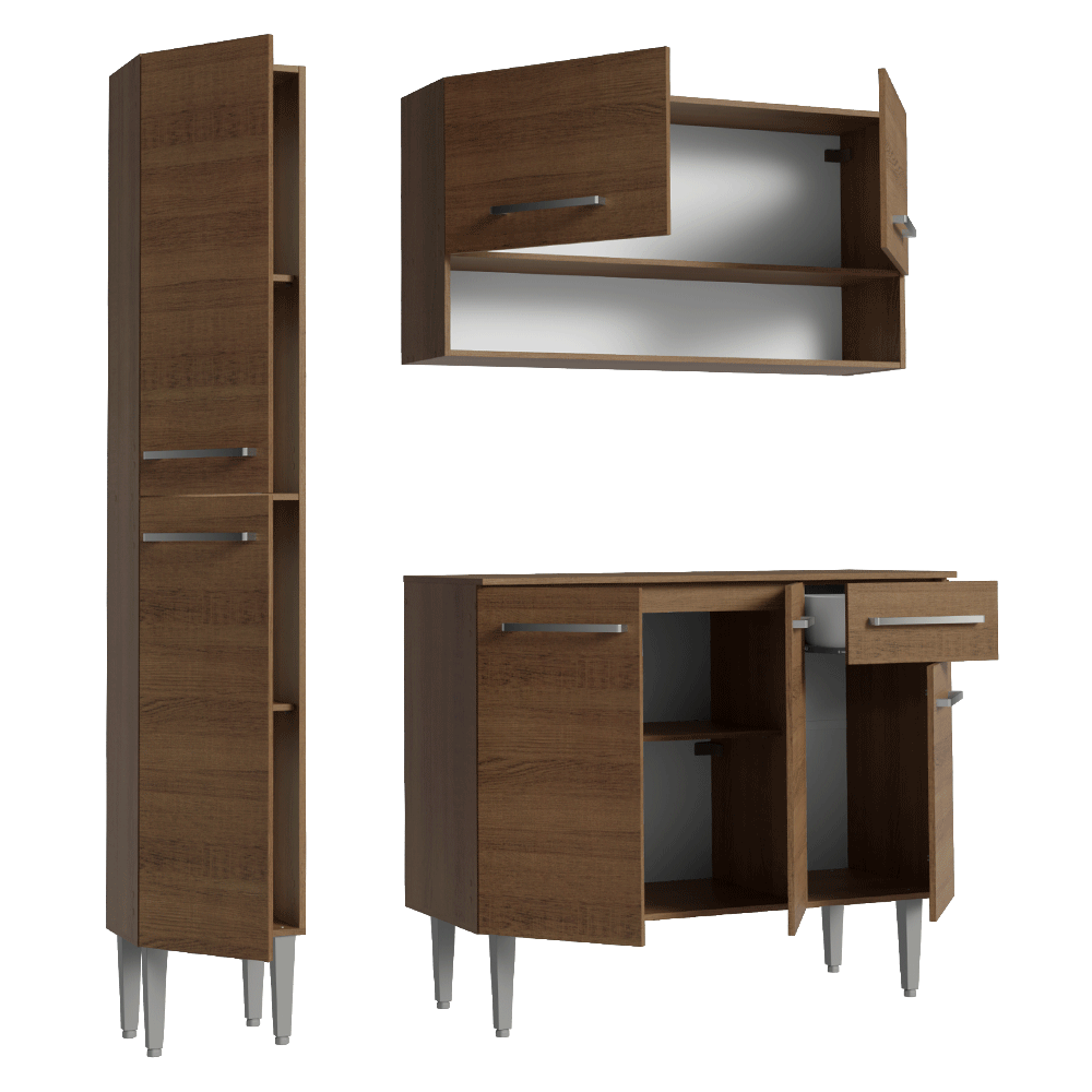 Cocina Compacta 137 cm Emilly Marrón 012
