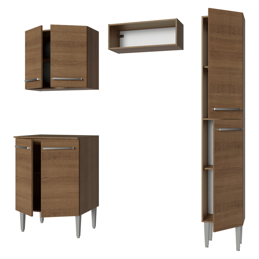 Cocina Compacta 156 cm Marrón Emilly Madesa