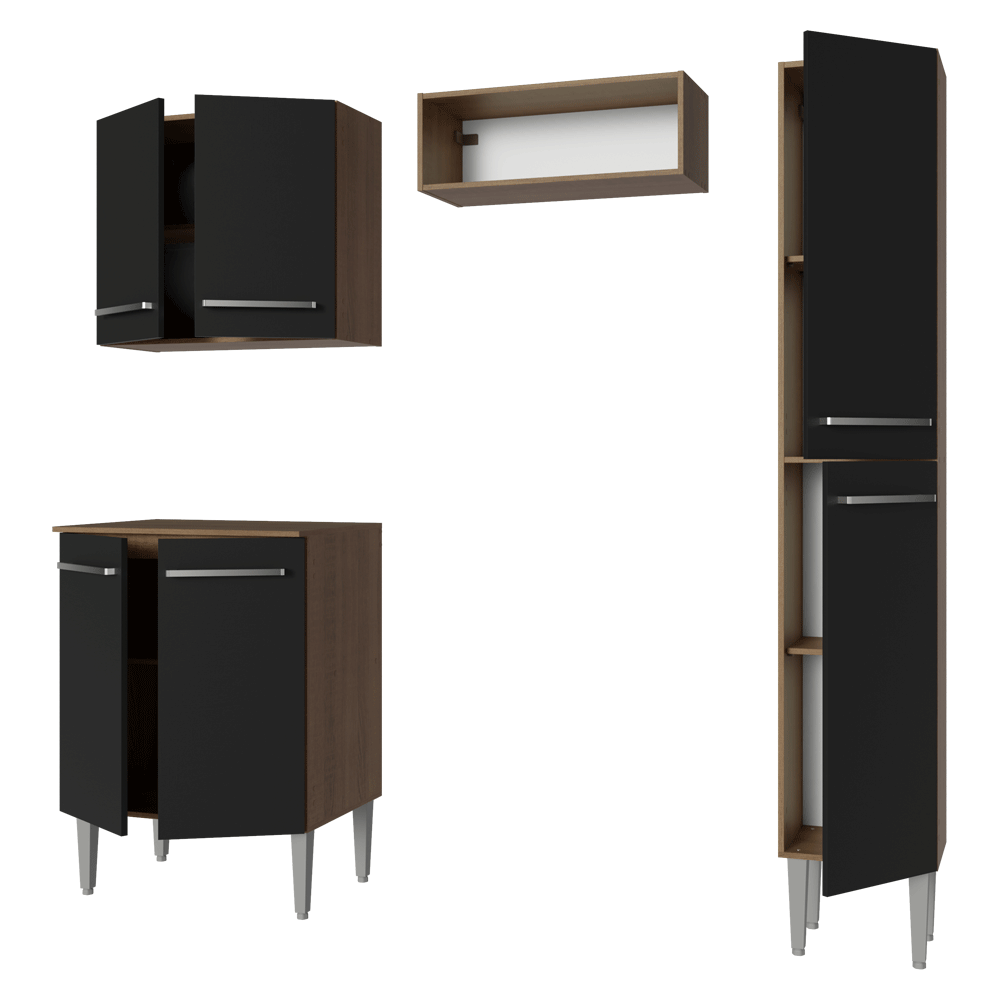 Cocina Compacta 156 cm Marrón/Negro Emilly Madesa