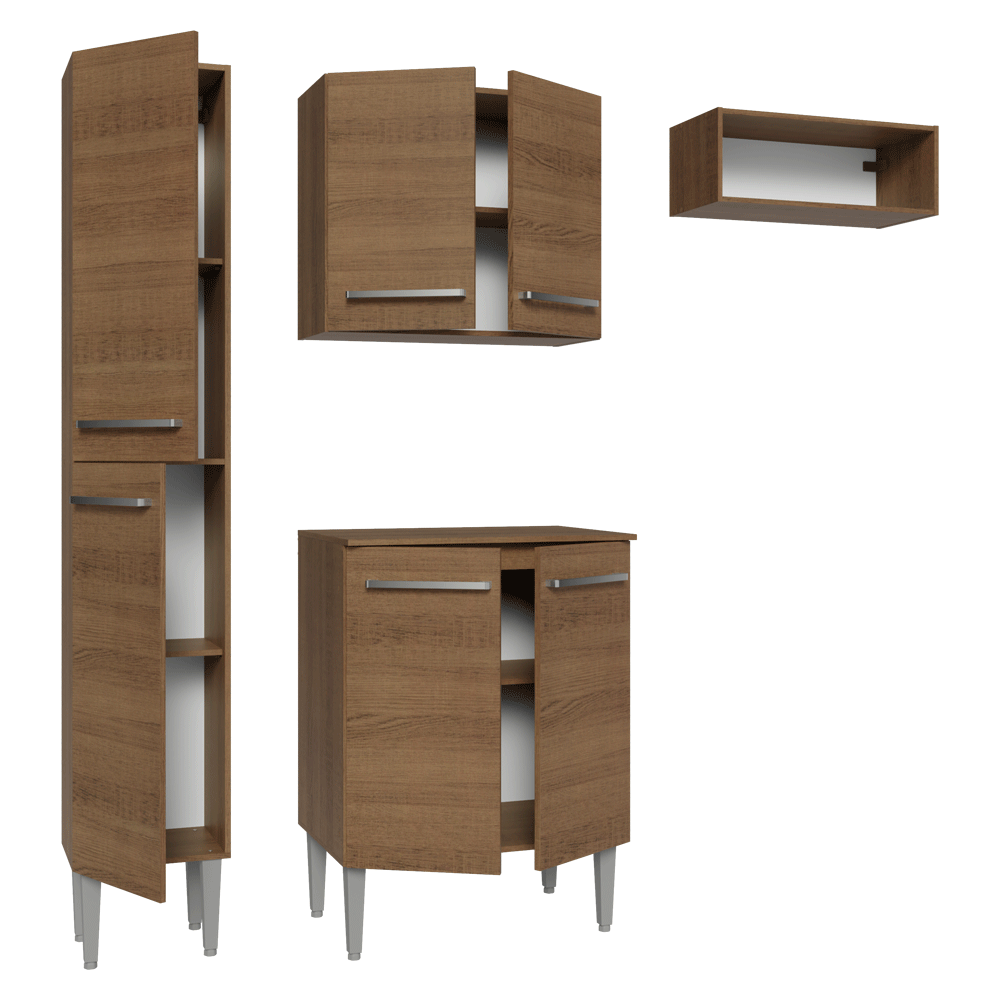 Cocina Compacta 156 cm Emilly Marrón 03