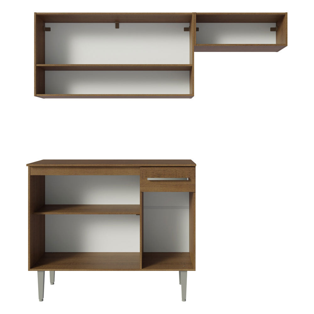 Cocina Compacta 165 cm 5 Puertas 1 Cajón Marrón Emilly Madesa 07