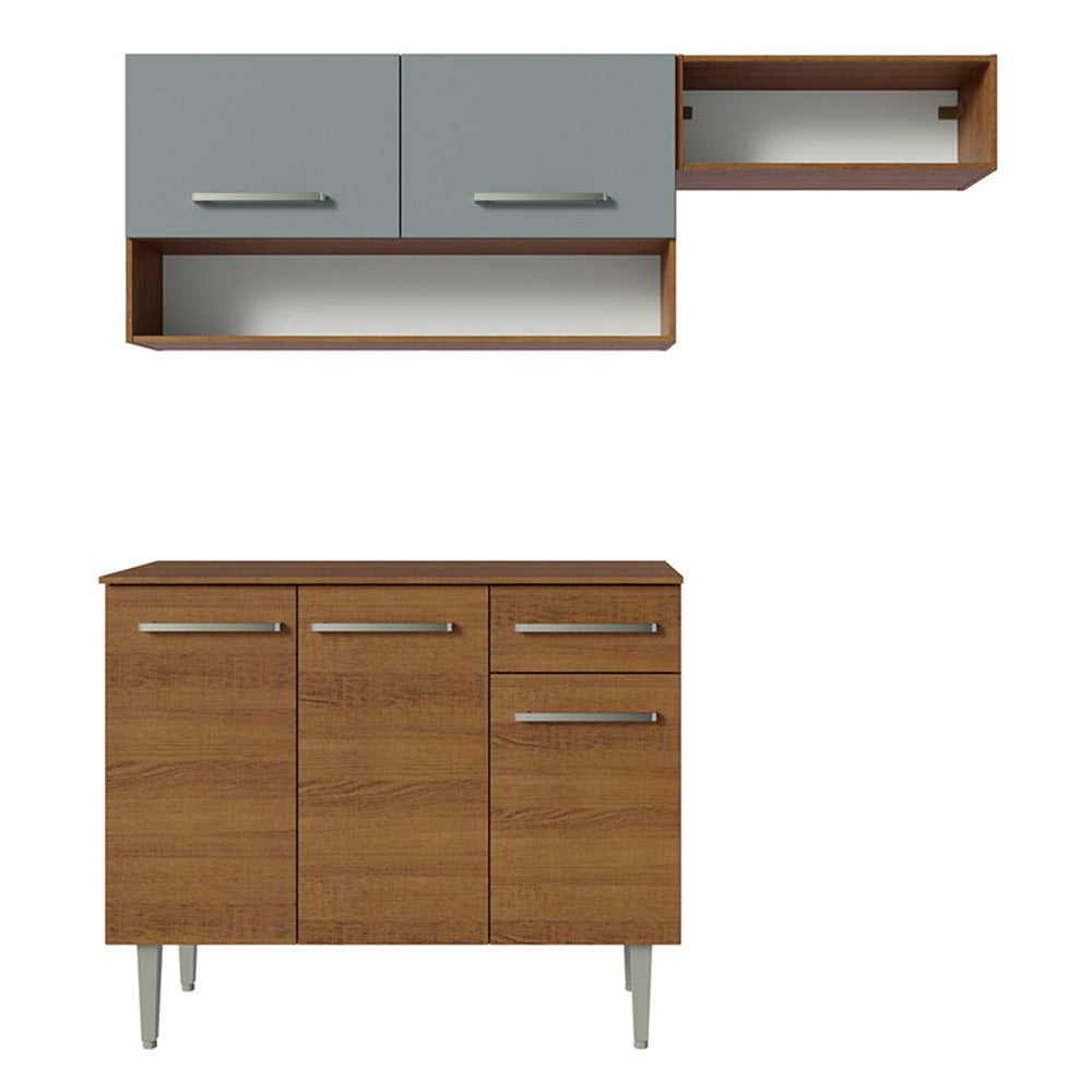 Cocina Integral 165cm con Encimera Marrón/Gris Emilly Madesa 08