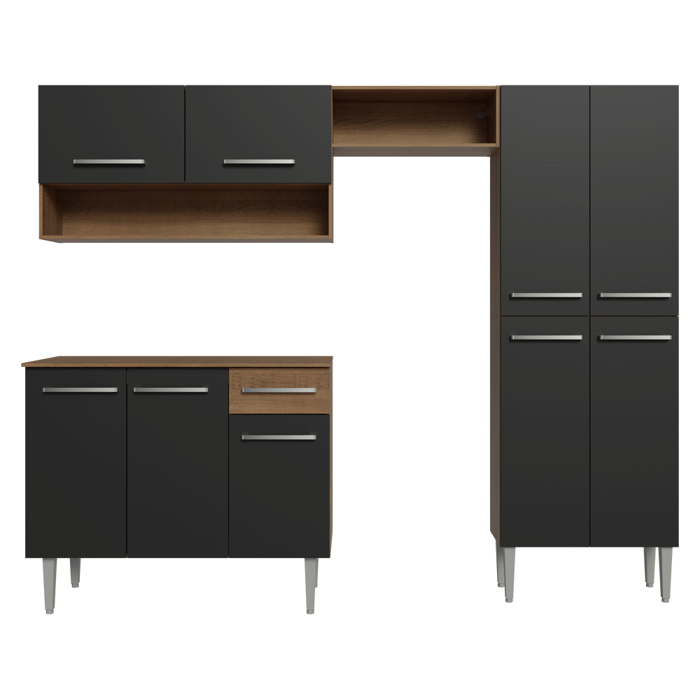 Cocina Integral 229cm Marrón/Negro Emilly Pop 02