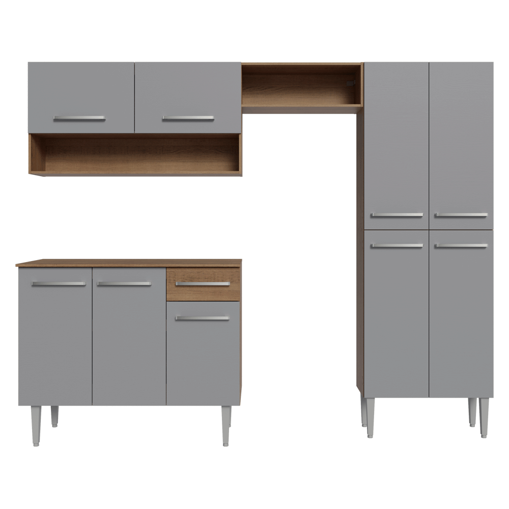Cocina Integral 229cm Marrón/Gris Emilly Pop 02