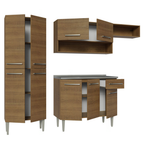 Cocina Compacta 229 cm 9 Puertas 1 Cajón Con Fregadero Marrón Emilly Madesa 12