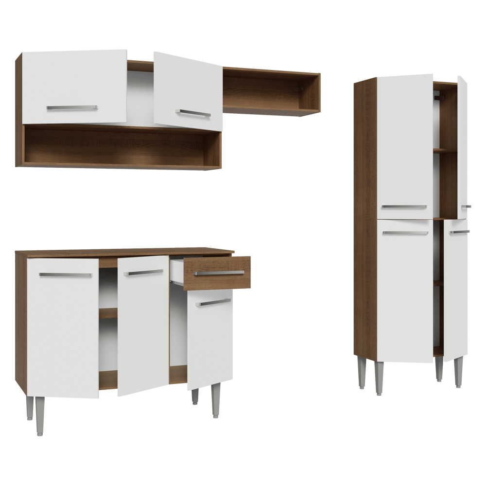 Cocina Compacta 229 cm Emilly Marrón/Blanco 017