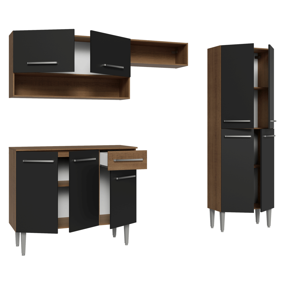 Cocina Compacta 229 cm Emilly Marrón/Negro 017