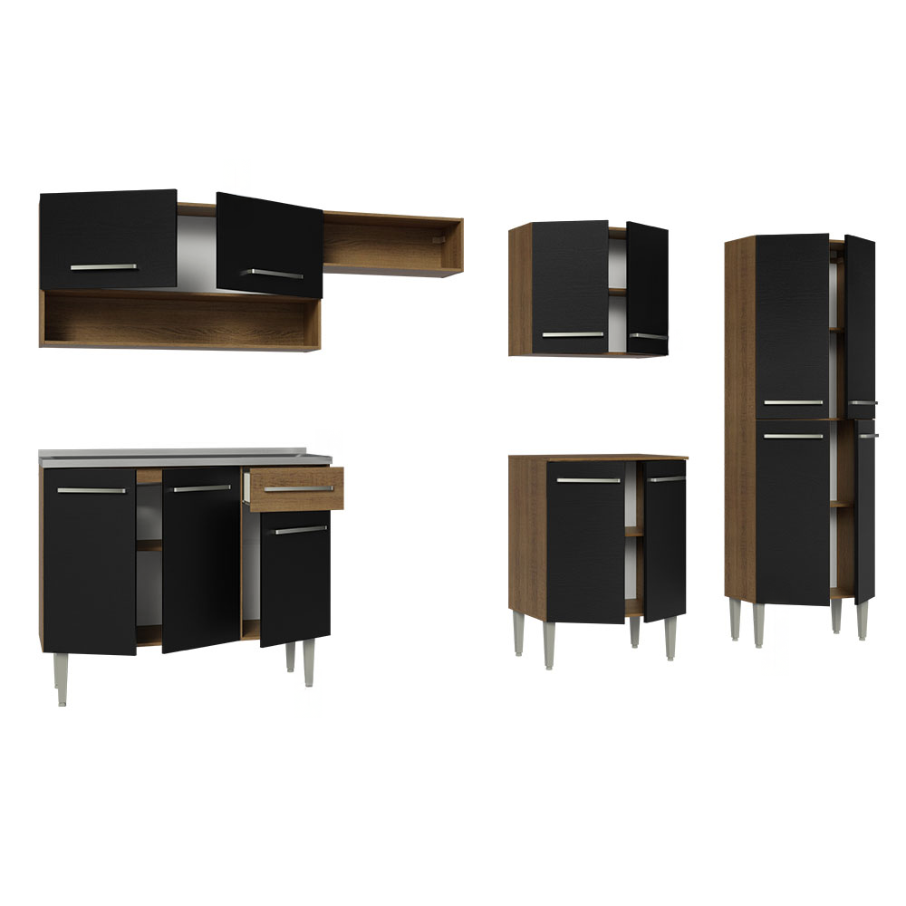 Cocina Integral 293cm con Fregadero Marrón/Negro Emilly 09