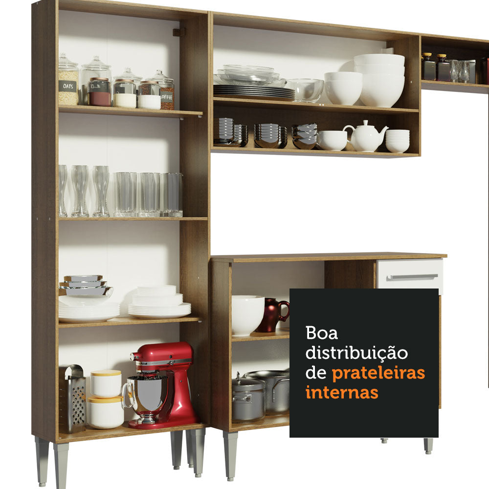 Cocina Integral 293cm Emilly Marrón/Blanco Madesa 10