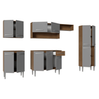 Cocina Integral 293 cm Marrón/Gris Emilly Madesa