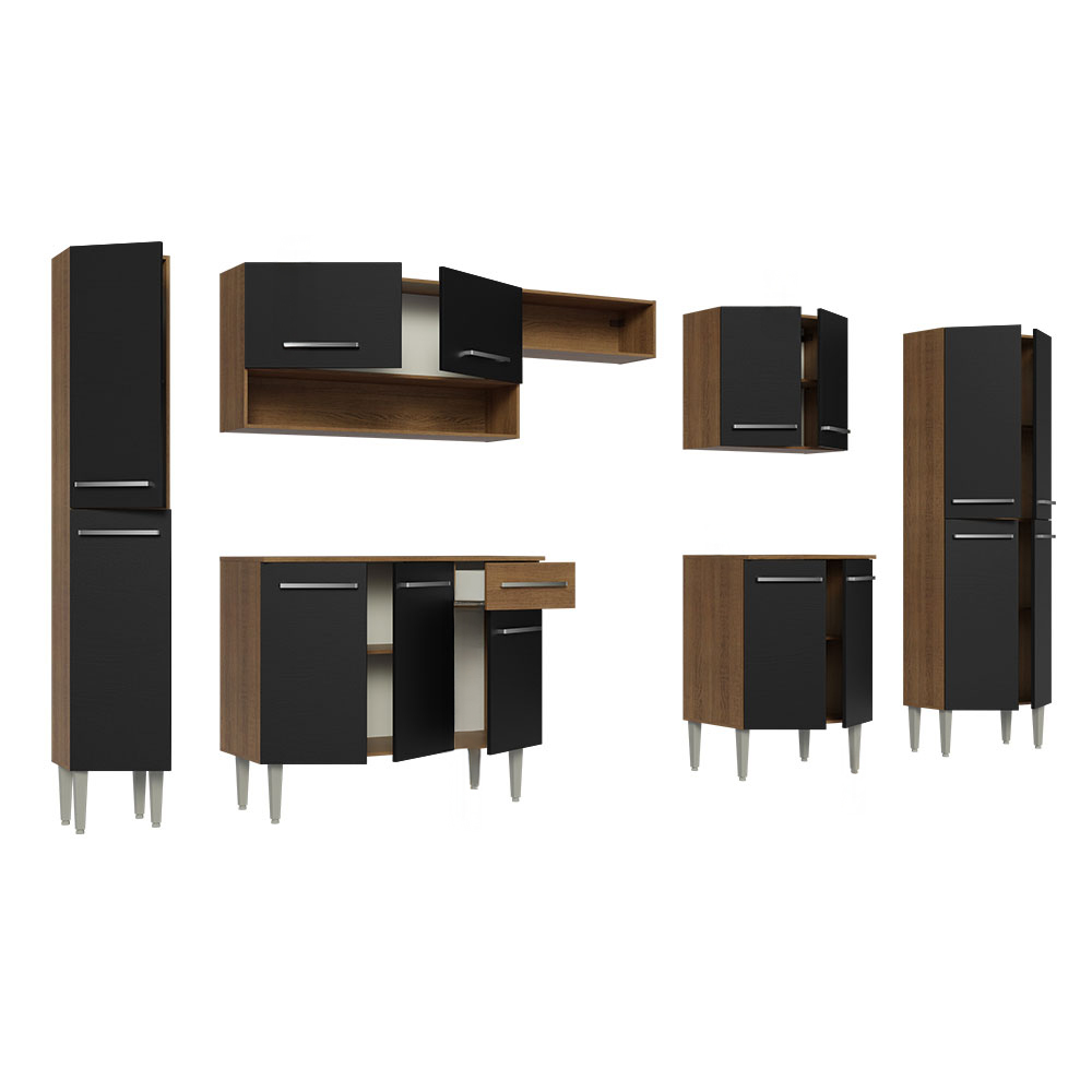 Cocina Integral 325cm Marrón/Negro Emilly 02