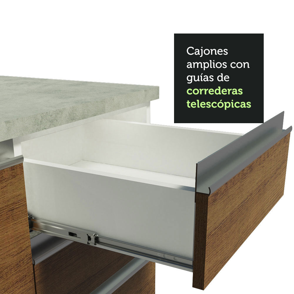 Cocina Compacta 160cm con Fregadero Blanco/Marrón Glamy 03