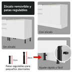 Cocina Compacta 190 cm Con Vitrina Blanco Glamy Madesa