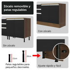 Cocina Compacta 190 cm Con Vitrina Marrón/Negro Glamy Madesa