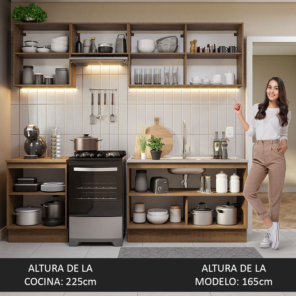 Cocina Integral 240cm Marrón/Blanco Glamy 09