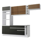 Cocina Integral 290 cm Con Mueble para Horno Blanco/Negro/Marrón Glamy Madesa