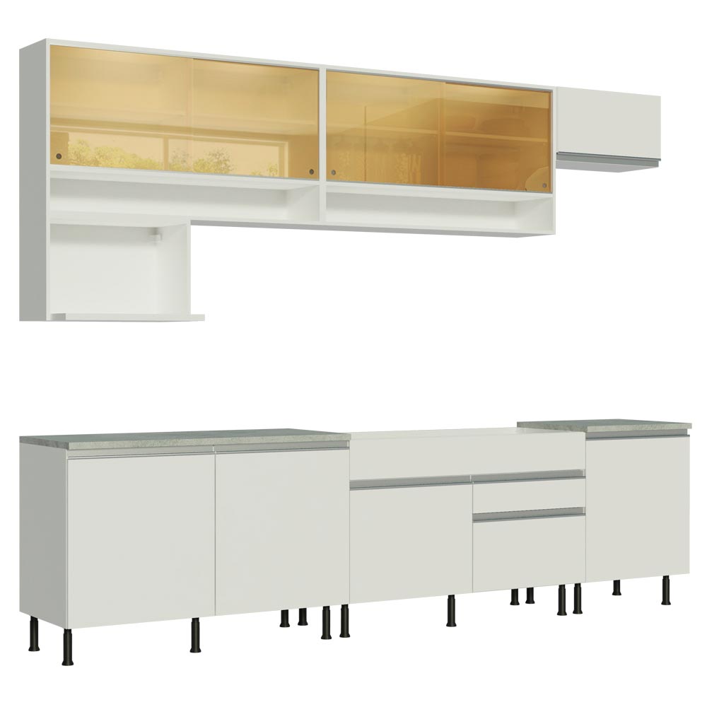 Cocina Integral 300cm Blanco Glamy 01SR