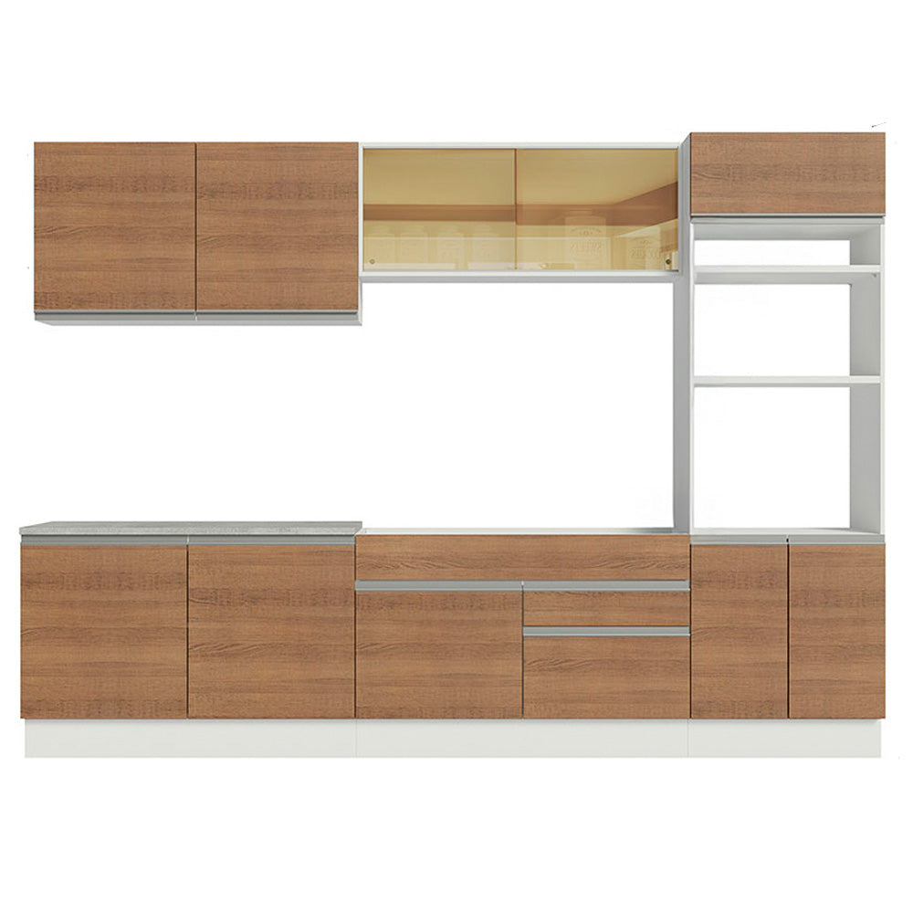 Cocina Integral 310 cm Con Mueble para Horno Blanco/Marrón Glamy Madesa