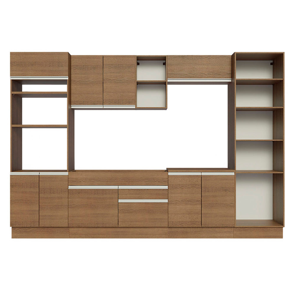 Cocina Integral 330 cm Con Mueble para Horno y Despensa Abierta Marrón Glamy Madesa