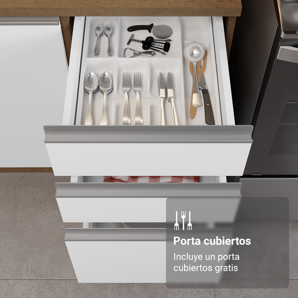 Cocina Integral 340 cm Con Vitrina y Mueble para Horno Marrón/Blanco Glamy Madesa