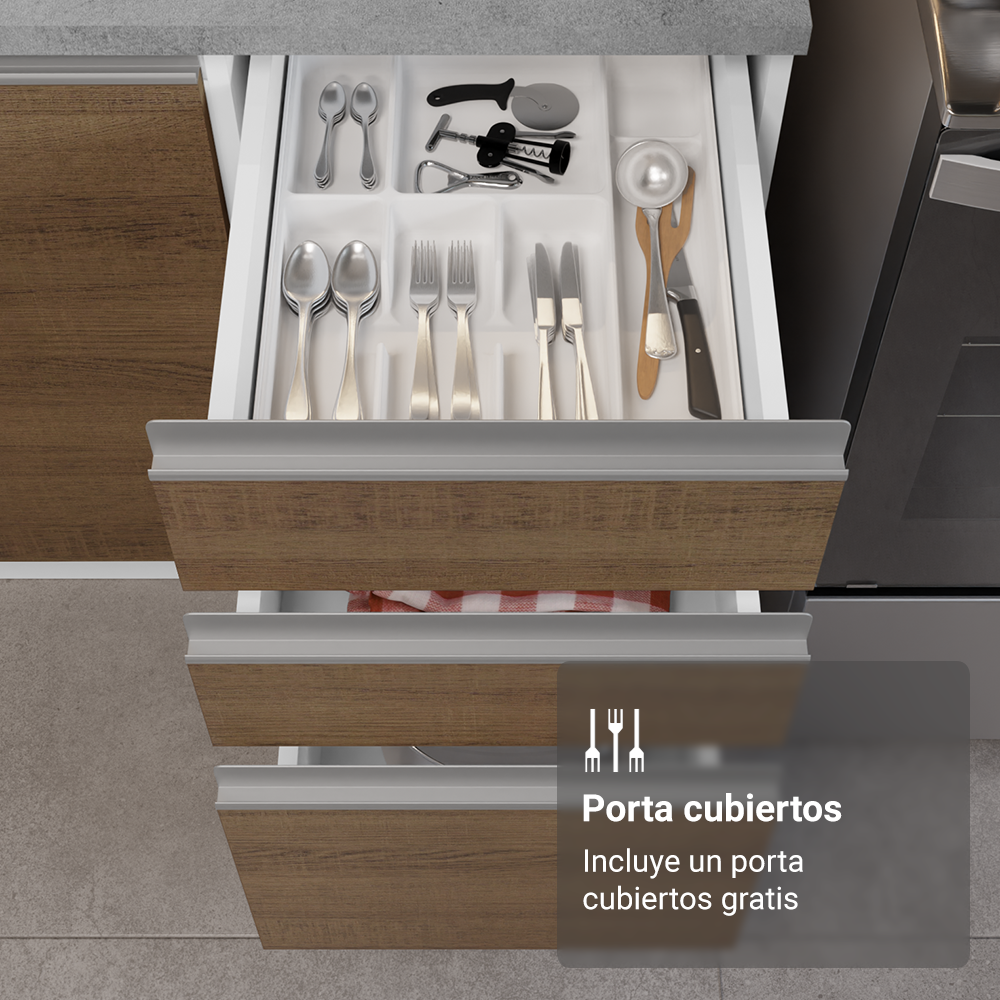 Cocina Integral 340cm Blanco/Marrón Glamy 01