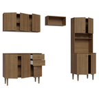 Cocina Compacta 235 cm 10 Puertas 2 Cajones Con Mueble para Horno Marrón Gourmet Madesa 01