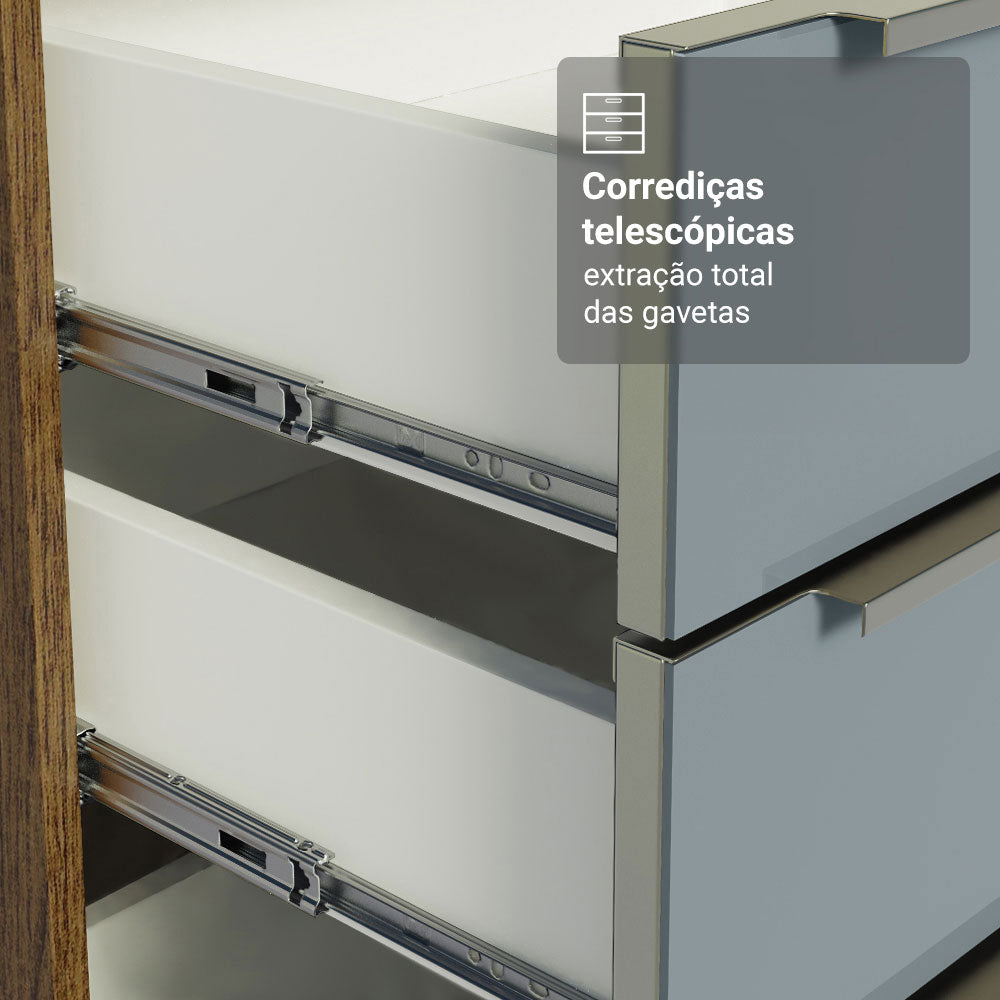 Kit Gabinete Bajo 2 Puertas y Vitrina 70 cm Marrón/Gris Lux Madesa