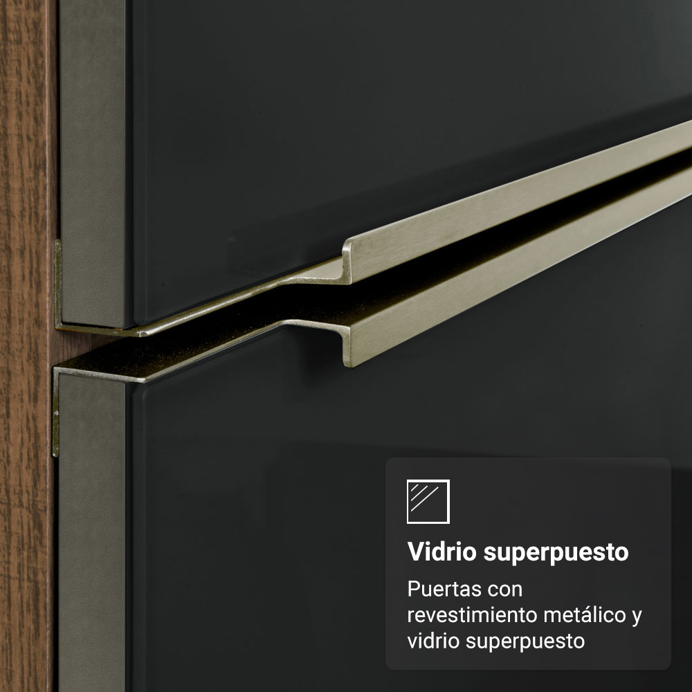 Cocina Compacta 190 cm Con Vitrina Marrón/Negro Lux Madesa