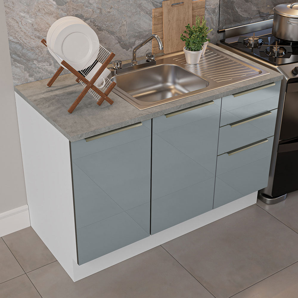 Cocina Integral con Accesorios 240cm Lux Blanco/Gris