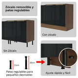 Cocina Integral 240cm Blanco/Negro Lux 08