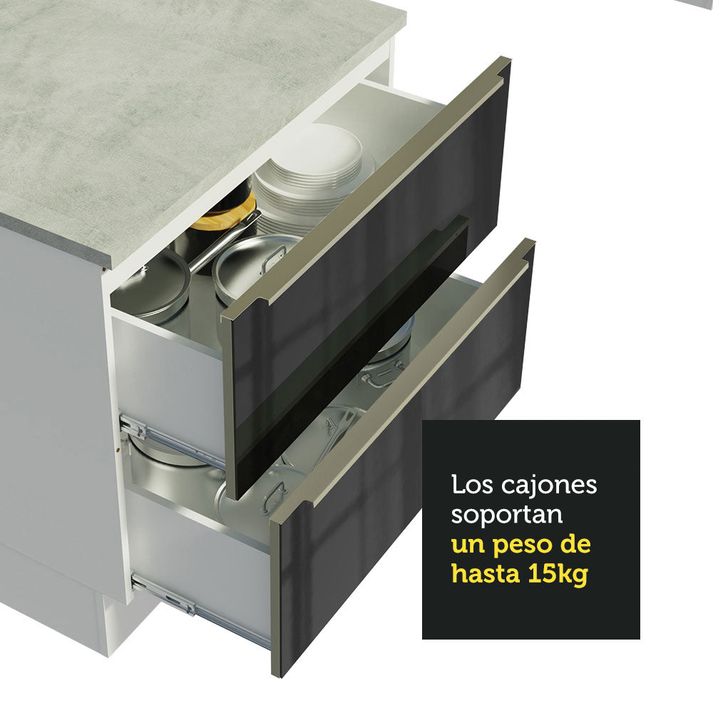 Cocina Integral 260cm Lux Blanco/Negro 01