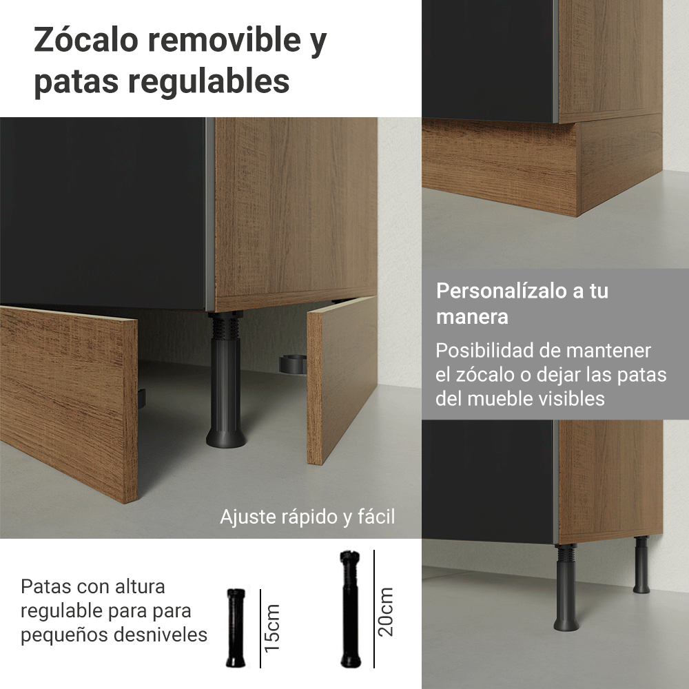 Cocina Integral 350 cm Marrón/Negro Lux Madesa 01