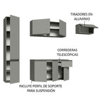 Cocina Compacta Flotante 220 cm Gris Nice Madesa