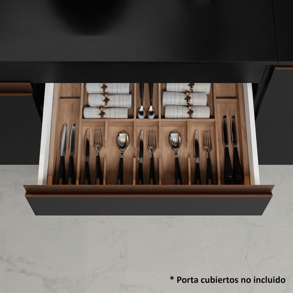 Cocina Integral 190cm Negro/Marrón Reims Madesa 07