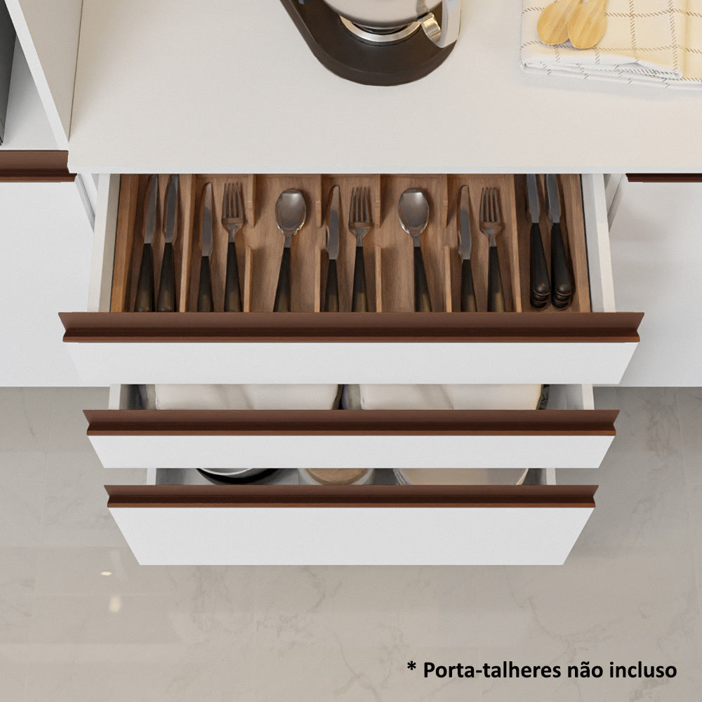 Cocina Integral 240 x 52 cm 6 Puertas 6 Cajones Blanco Reims Madesa