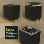 Cocina Integral 260 cm Con Mueble para Horno Negro/Marrón Reims Madesa